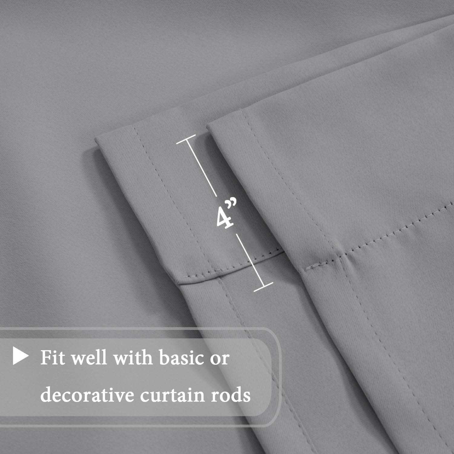 Turquoize Blackout Tie Up Shades Kitchen Curtains Thermal Insulated for Bedroom, Rod Pocket 2 Panels(42" x 63",Dove Gray)