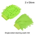 thumbnail image 3 of Uxcell Reusable Scratch-Free Cleaning Gloves Microfiber Chenille Mitts, Green 2 Pack, 3 of 5