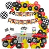 Car Party Decorations, Racing Balloon Garland Arch Kit, Vintage Race Car Balloons, Finish Line Race Car, Racing Car Decorations, Monster Truck Party, Black White Lattice Printed Latex Balloons