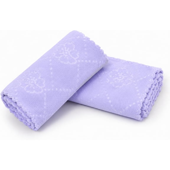 Soft Cotton Hand Towels Pack of 2 – Absorbent Reusable Washcloths for Bathroom, Kitchen & Face, Quick Dry, Machine Washable, 10 x 10 Inch (Lavender)