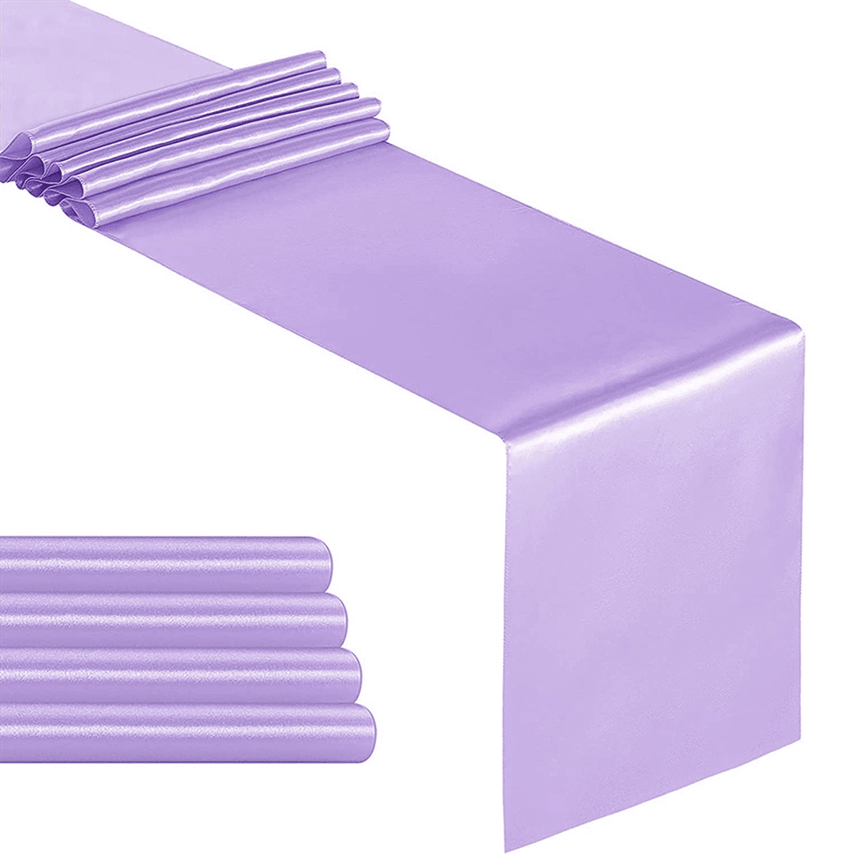 Pack of 10 Satin Table Runner 12x108 Inch Long,Lavender Table Runners for Wedding,Birthday Parties,Banquets Decorations,10 * Satin Table Runner,