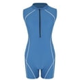 thumbnail image 3 of Alvivi Women Sleeveless Zip Up One Piece Boyleg Swimsuits Surfing Rash Guard Wetsuits Lake Blue XL, 3 of 7