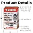 thumbnail image 2 of Warning Prayer Is the Best Way to Meet God (2 Pack) 8 Inch x 12 Inch Novelty Plastic Sign Durable Weatherproof UV Protected Perfect for Homes Churches Fun Gift for Friends Crafted in the USA, 2 of 5