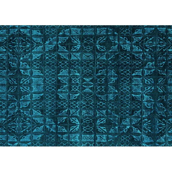 Ahgly Company Machine Washable Indoor Rectangle Abstract Turquoise Blue Modern Area Rugs, 4' x 6'
