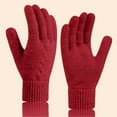 thumbnail image 2 of ManxiVoo Winter Touchscreen Gloves for Women Thermal Lined Full Finger Knitted Hand Warmers for Cold Weather Red, 2 of 7