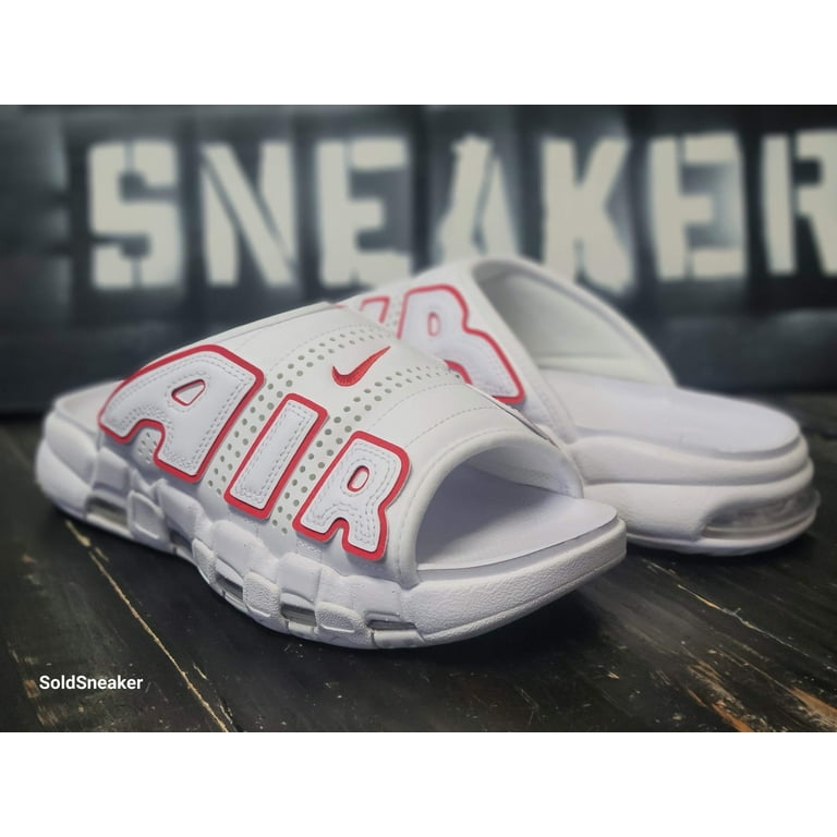 Nike Air More Uptempo Slide Sandals White Red Slide Sport Nike Air More Uptempo Slide Sandals White Red Slide Sport