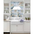 thumbnail image 3 of Blue Beach Coastal Swag Kitchen Curtains Sets for Windows 24 Inch Length, Summer Nautical Coral Shell Botanical Vintage Short Window Curtain Swags Valances and Tiers 3 Piece Set for Cafe/Dining Room, 3 of 5