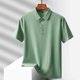 thumbnail image 4 of Blusa y camisa de manga corta con cuello vuelto para hombre, color liso, informal, holgada, a la moda, de seda helada, sin costuras, transpirable, elástica, con botones, de cedro, blusa de manga corta, 4 of 6