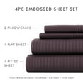 thumbnail image 6 of Noble Linens 4 Piece Purple Striped Embossed Bed Sheet Set, Full, 6 of 10