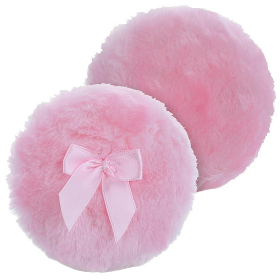 2 PCS Large Fluffy Powder Puff, 4 Inch Soft Velour Body Powder Puff Round Body Cosmetic Powder Loose Puff Washable Face Powder Puff Wet Dry Makeup Tool