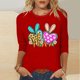 thumbnail image 2 of Camisetas Casuales de las Mujeres Impresas 3/4 Manga Cuello Redondo Blusa, Moda Ligera Superior para el Hogar Y el Uso Diario, Cómoda Imitación de la Tela Del Estante, 2 of 8