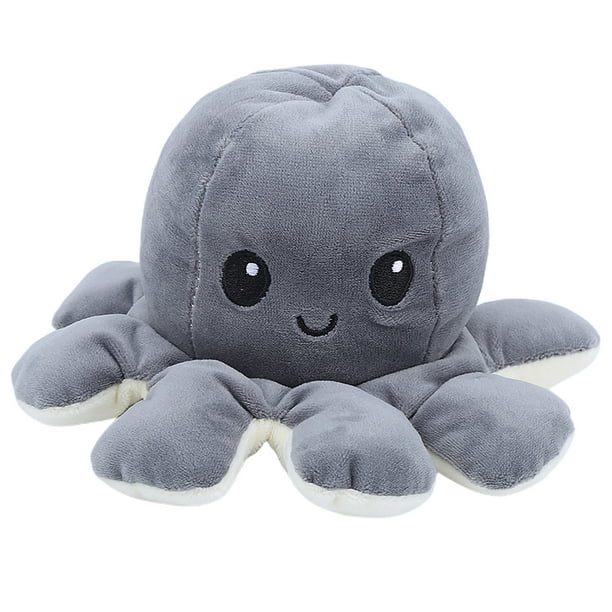 Pulpo de peluche reversible de doble cara, juguete para bebé (gris y beige)