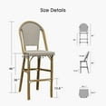 thumbnail image 3 of PURPLE LEAF Set of 2 French Outdoor Bar Height Bar Stool Bamboo Print Finish Back Rattan Wicker Patio Outdoor Bar Height Bar Stools with Footrest, Grey, 3 of 8