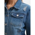 thumbnail image 5 of DARING DIVA Women's Cropped 3/4 Sleeve Button Down Washed Denim Jacket XL Dark Blue, 5 of 7