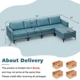 thumbnail image 4 of Costway Modular 4 Seat Convertible Sofa w/ Reversible Chaise & 2 USB Ports Blue, 4 of 10