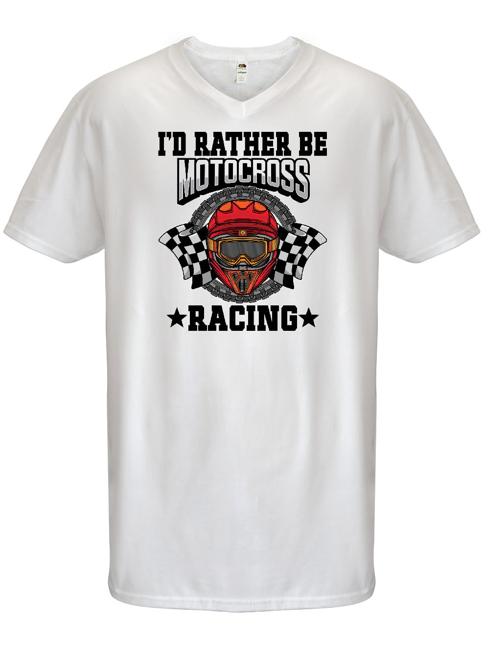 INKtastic - Id Rather Be Motocross Racing Men's V-Neck T-Shirt ...