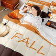 thumbnail image 4 of Manfei Rustic Farmhouse Pumpkin 7-Piece Bedding Comforter Set,Happy Fall King Bedding Sets,Orange Brown Beige Bed Sheets For Child,Ultra Soft Home Decor Reversible, 4 of 8