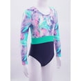 thumbnail image 2 of YONGHS Girls One Piece Ballet Dance Leotard Tie Dye Printed Long Sleeves Gymnastics Sport Dancewear Shadow Pink 6, 2 of 7