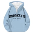 thumbnail image 3 of MHFRRA Sudadera con Capucha y Cremallera de Un Cuarto con Estampado de Letras, Cómoda y Casual, con Capucha y Cremallera Completa Interior Suave para Uso Diario y Actividades Al Aire Libre Azul claro, 3 of 3