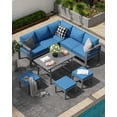thumbnail image 1 of AECOJOY Ensemble de Mobilier de Patio en Aluminium 7 Pcs, Ensemble de Canapé Sectionnel d'Extérieur 8 Places avec Table Réglable, Bleu, 1 of 8