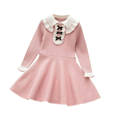 

Babys Kids Toddler Girls Boys Patchwork Spring Winter Ruffled Long Sleeve Knit Sweater Princess Dress Clothes Boy Girl Jackets Coat Children Thick Outwear