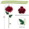 thumbnail image 4 of 6Pcs Chrysanthemum Artificial Flowers 26" Long Stem  Fake Mum Flowers Large Floral 7"dia Large Flower Heads Faux Homecoming Mums Bouquets Dark Red, 4 of 5