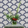 thumbnail image 3 of Tempaper Mosaic Scallop Navy & Parchment Removable Peel and Stick Wallpaper, 20.5" x 16.5', 3 of 6