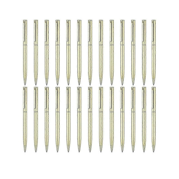 26 PCS Metallic Pens Slim Ballpoint Pens Black Ink 1 mm Medium Point Retractable Pens for Students Teachers (Gold)