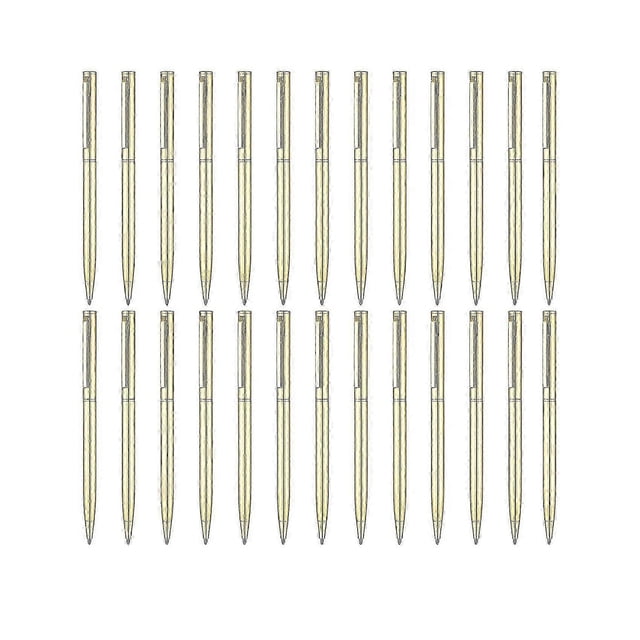 26 PCS Metallic Pens Slim Ballpoint Pens Black Ink 1 mm Medium Point Retractable Pens for Students Teachers (Gold)