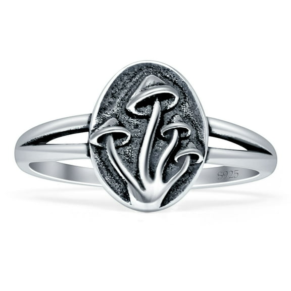 Mushroom Oxidized Ring 925 Sterling Silver Size 5