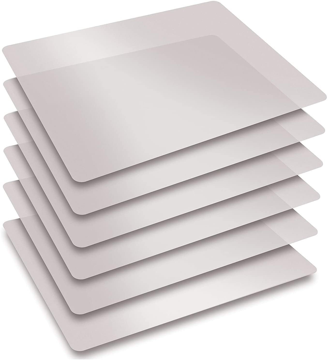 RGHJAR-15" x 12" Extra Thick Flexible Frosted Clear Plastic Cutting Mats, Set of 6