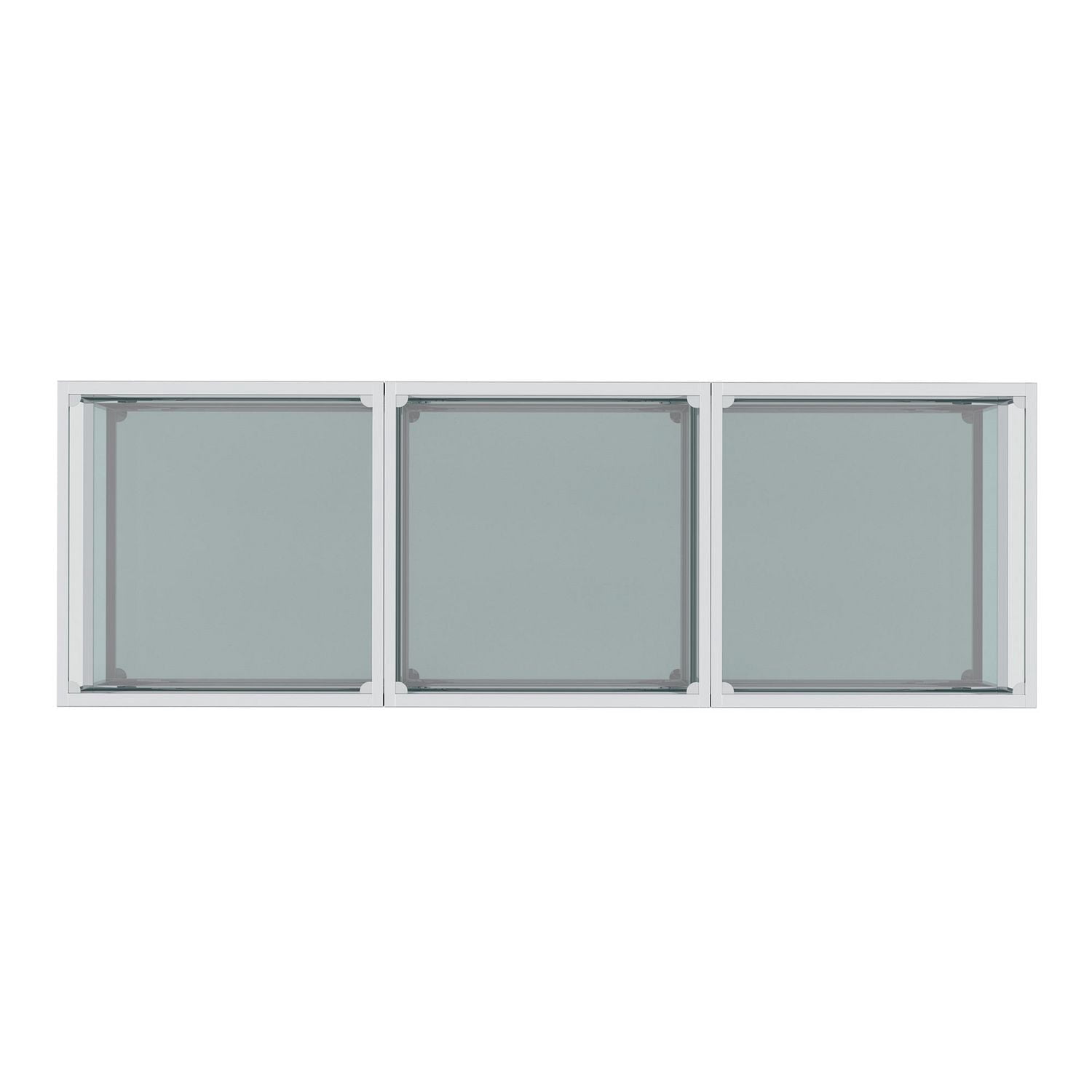 Contemporary Metal and Glass Small Coffee Table Set of 3 - Silver