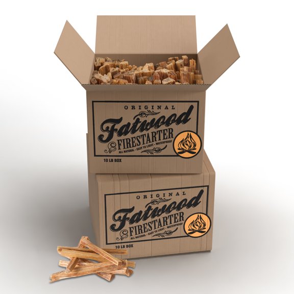 Pure Garden 10lb Box Fatwood Pine Wood Fire Sticks 2-Pack - Indoor or Outdoor Fire Starters
