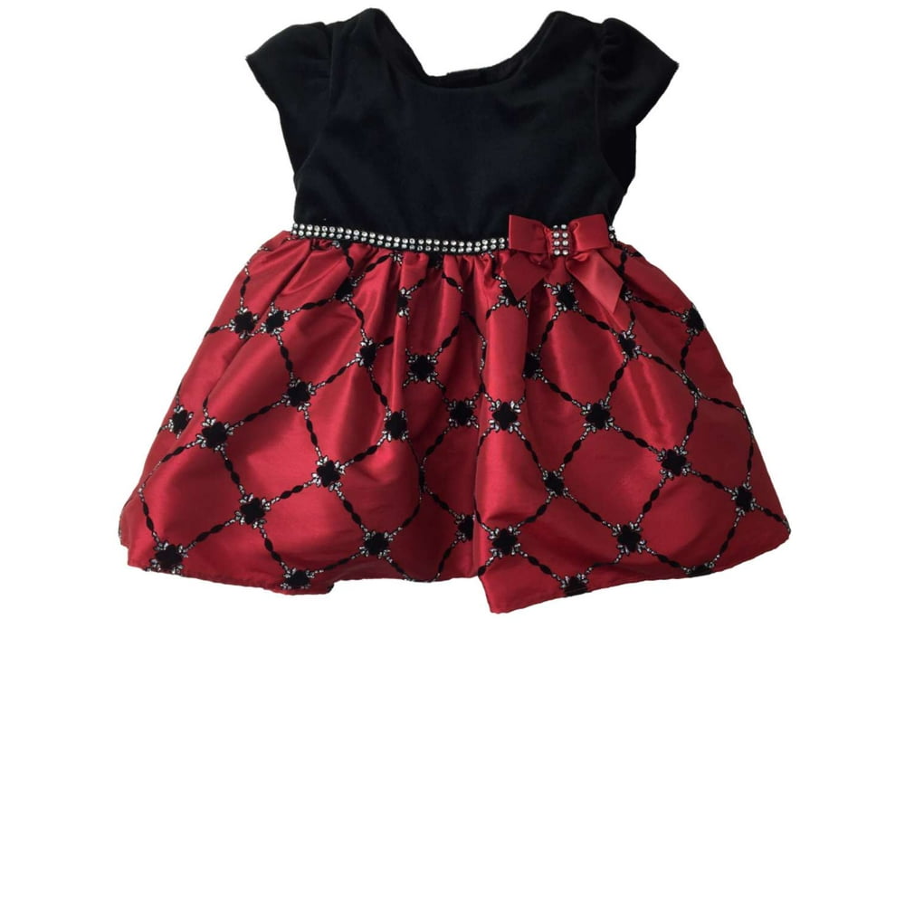 Youngland - Infant & Toddler Girls Red & Black Velvet Holiday Party ...