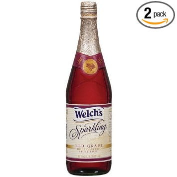 12 PACKS : Welch's Sparkling Grape Juice Cocktail Non Alcoholic 25.4oz Glass