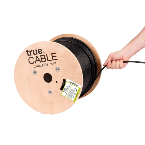 Cable Ethernet TRUECABLE Cat6 para exteriores de 1000 pies con Messenger Black