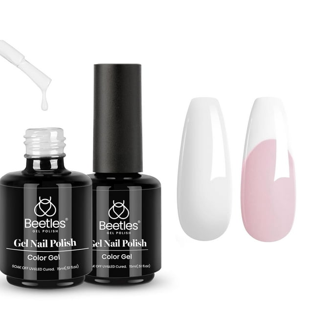 Esmalte de uñas en gel Beetles White, 15 ml x 2 unidades, absorbe la luz UV