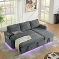 thumbnail image 2 of Newboti Furniture Modern Chenille Multi-functional Pull-Out Bed Sofa with Retractable Table and LED Lighting, USB Charging Ports and Cup Holders, Gray BN.0838, 2 of 16