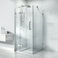 thumbnail image 2 of VIGO Monteray 34 in. L x 34 in. W x 73 in. H Frameless Hinged Square Shower Enclosure in Brushed Nickel with Clear Glass, 2 of 12