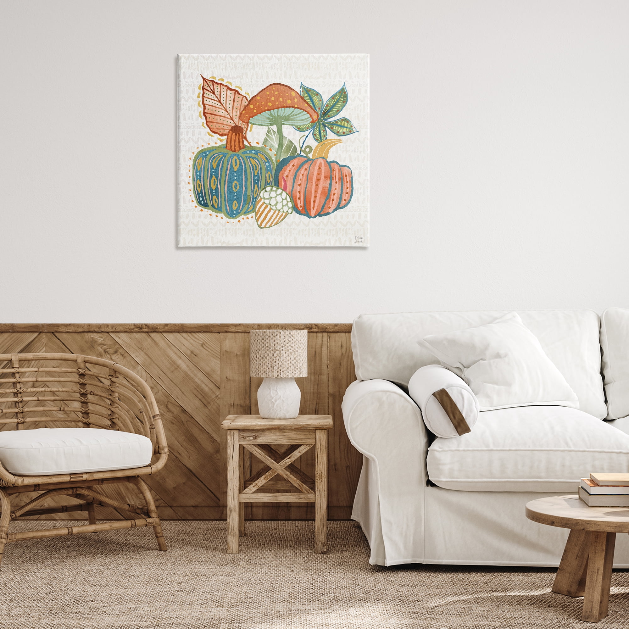 Stupell Industries Whimsical Harvest Gourds Holiday Painting Gallery Wrapped Canvas Art Prints Wall Art, 30 x 30