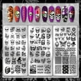 thumbnail image 3 of 3 Pcs Motif Fleur Plaque de Tampon pour Ongles Motif d'Impression Modèle d'Art Plaque d'Image en Acier Inoxydable Style Punk Pochoir pour Ongles pour Femmes Impression DIY 4.7x2.3 Pouces, 3 of 7