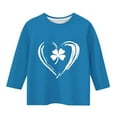 thumbnail image 3 of XUNKUSGA St. Patrick's Day Girls Tops 3-12Y Classic Crewneck 3/4 Sleeve Tee Tops Cute Saint Patricks Day Printed Girls Blouse Casual Pullover Tops Trendy Shamrock Graphic Kids Tops Blue, 3 of 4