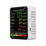 6 in 1 Portable Air Quality Monitor with Large Screen Detects PM2.5 PM10 HCHO TVOC CO CO2 for Home Office Travel