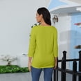 thumbnail image 7 of Women's 3/4 Sleeve Henley Tops Casual Button Down Blouses Loose Fit T Shirts Basic Summer Fall Tees Fluorescent Green M, 7 of 7