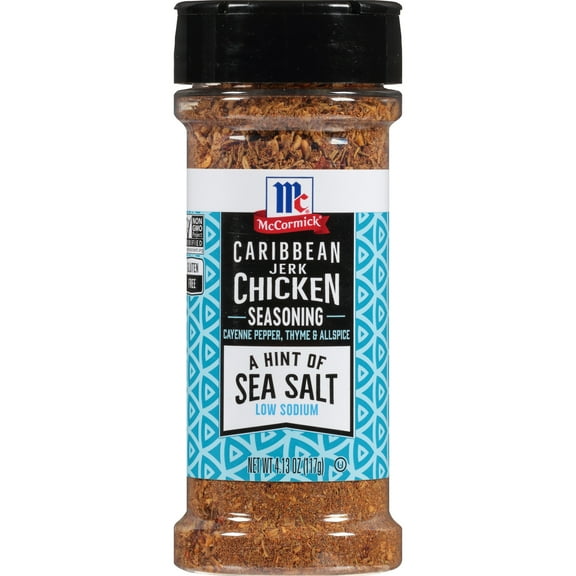 McCormick Gluten Free A Hint of Sea Salt Caribbean Jerk Chicken Seasoning, 4.13 oz Bottle