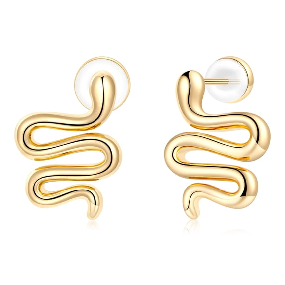 TINGN Gold Snake Earrings Sterling Silver Post Small Snake-shaped Stud Earrings