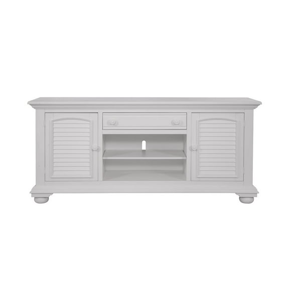 American Woodcrafters Cottage Traditions Eggshell White 72-inch Wood TV Console