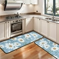 thumbnail image 3 of Kitchen Rugs Sets Of 2,Lightblue Daisy Flower Green Leaves Pattern Anti Fatigue Kitchen Mat Rugs Non Slip Washable,Decorative Kitchen Floor Mats for Kitchen,Sink,Laundry,17"x47"+17"x47", 3 of 5
