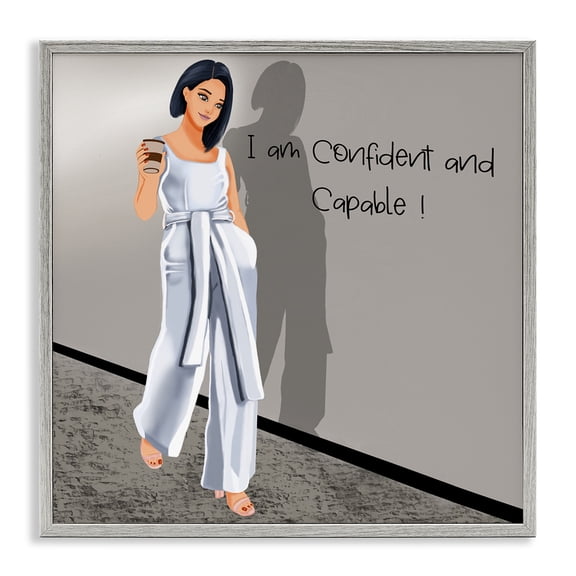 Stupell Industries Contemporary Confident & Capable Female Gray Framed Giclee Art, 12 x 12, by Saba Rauf