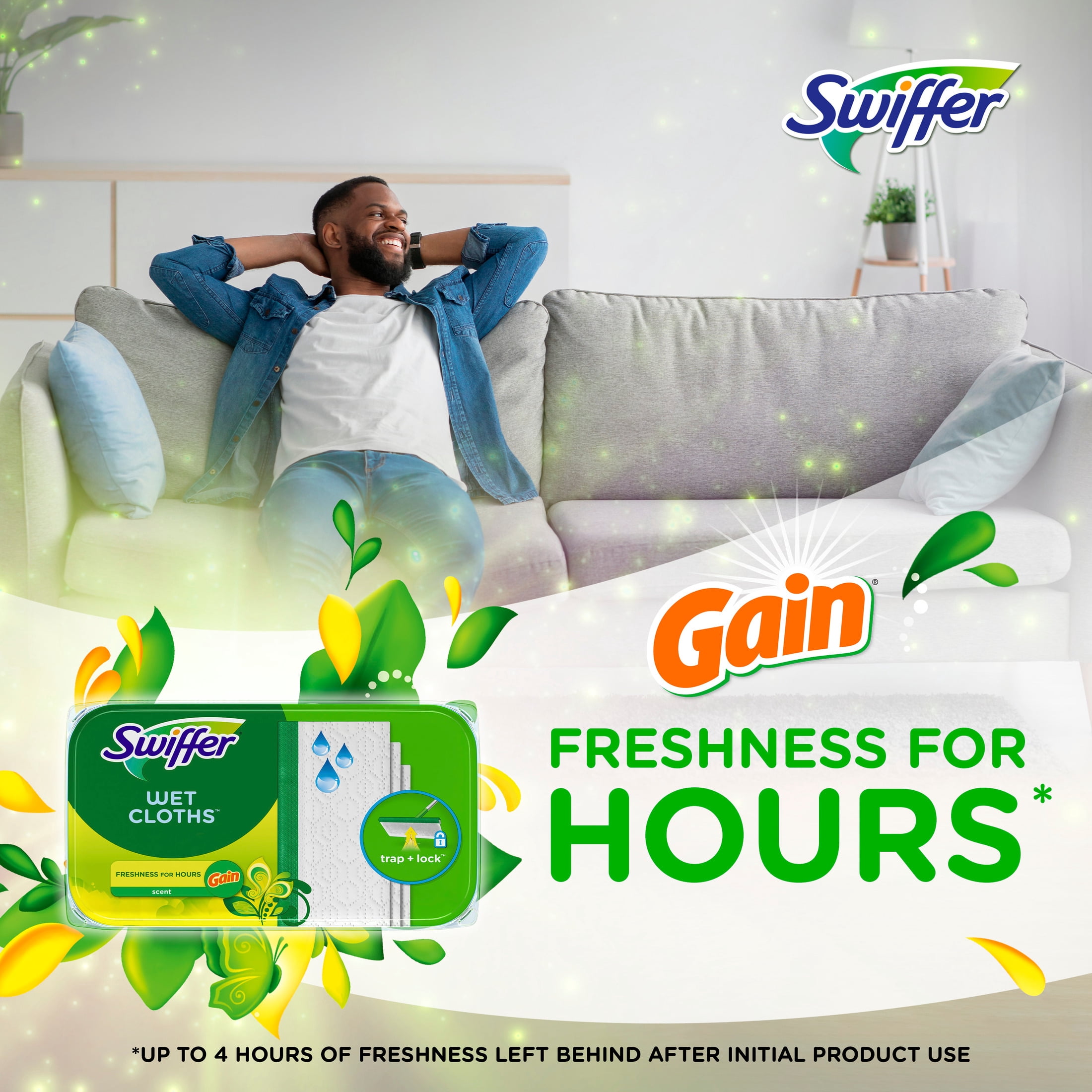 (3 pack) Swiffer Mop & Go Wet Refills, Gain, 12 Count